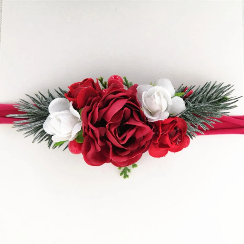 Рождественский детский ободок с цветами реквизит для фотосъемки новорожденных