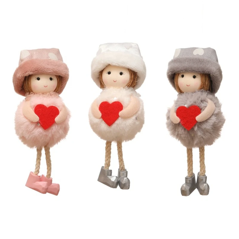 

3pcs Cute Heart Angel Doll Christmas Tree Hanging Ornaments Mother's Day Xmas Tree Decor