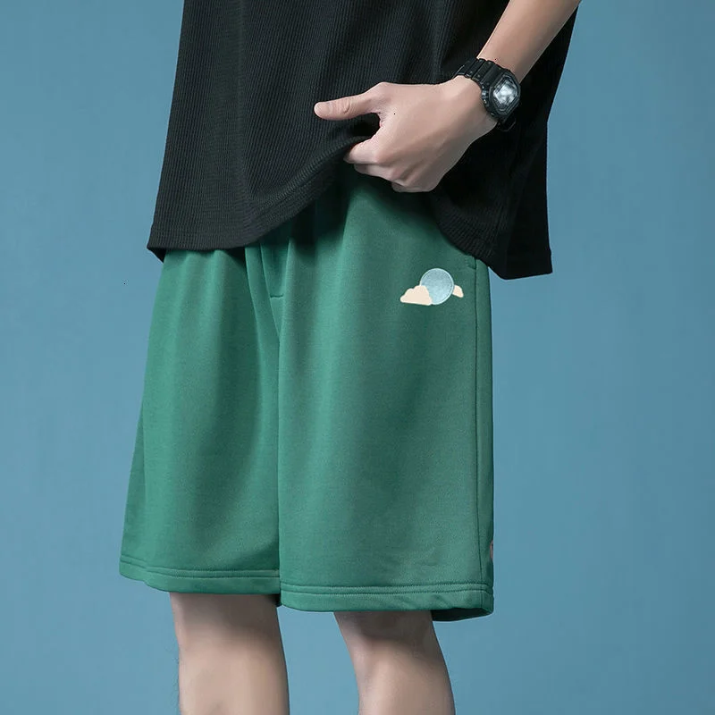 HYBSKR Summer Embroidery Men Oversized Shorts 2022 Korean Men Women High Waists Shorts Cotton Male Casual Sport Short Pants