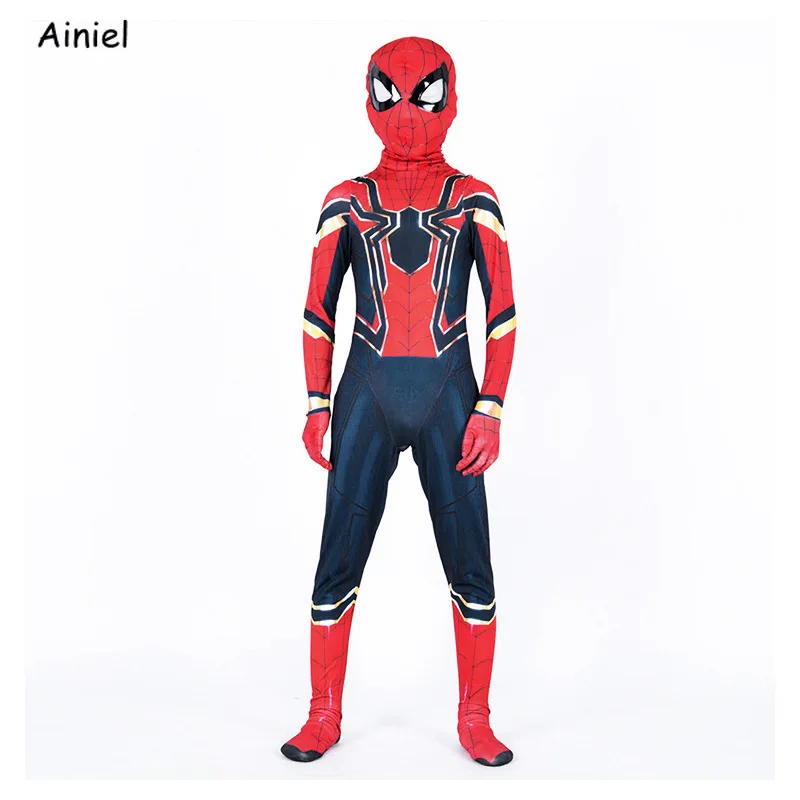 Ainiel Железный Паук карнавальный костюм супергерой Zentai комбинезон спандекс маска