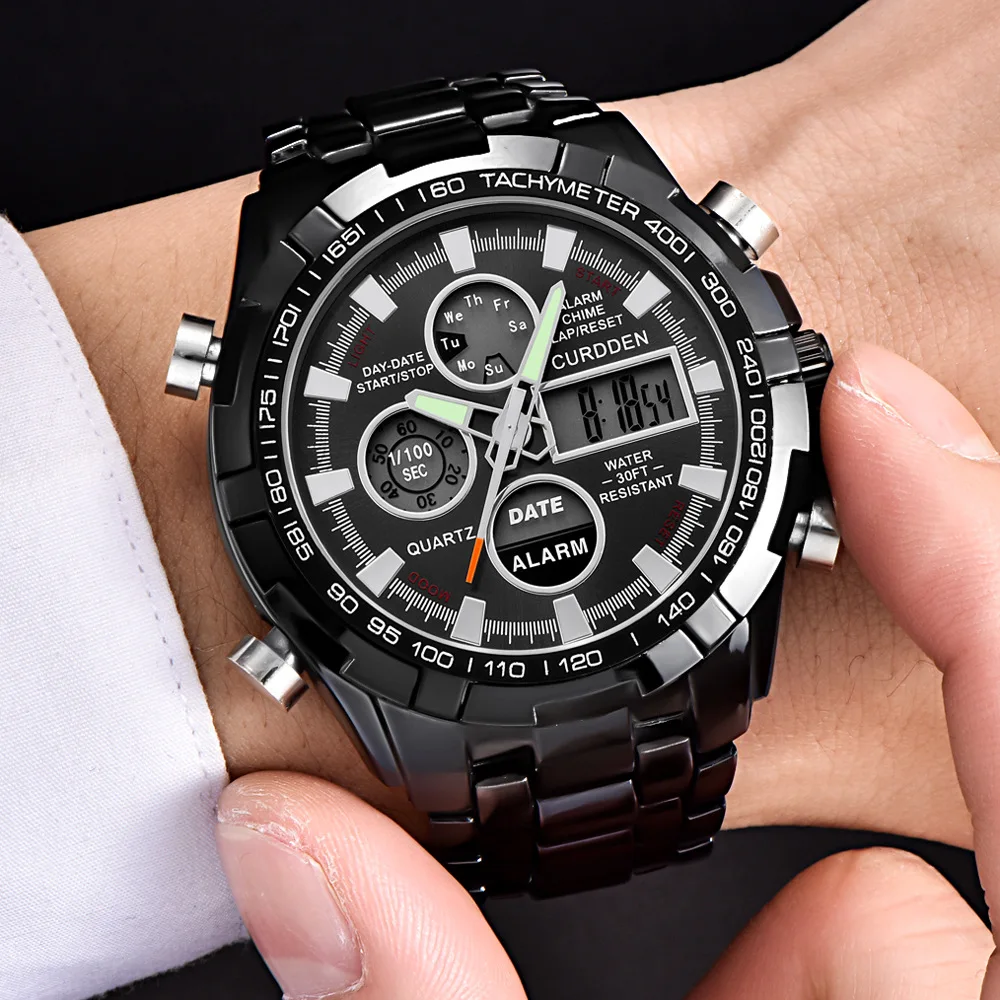 Роскошные брендовые Curdden часы мужские водонепроницаемые военные спортивные
