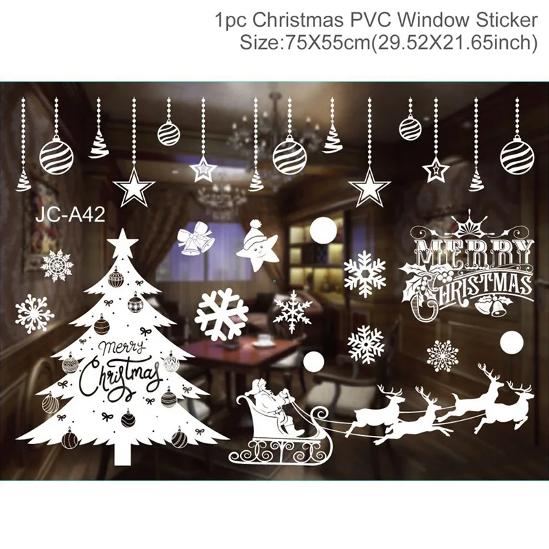 Window sticker 17 Новогодние наклейки на окно веселого Рождества Декор для дома Санта Клаус Наклейка на стену Рождественский орнамент Рождественский год подарки - Цвет: Window sticker 17