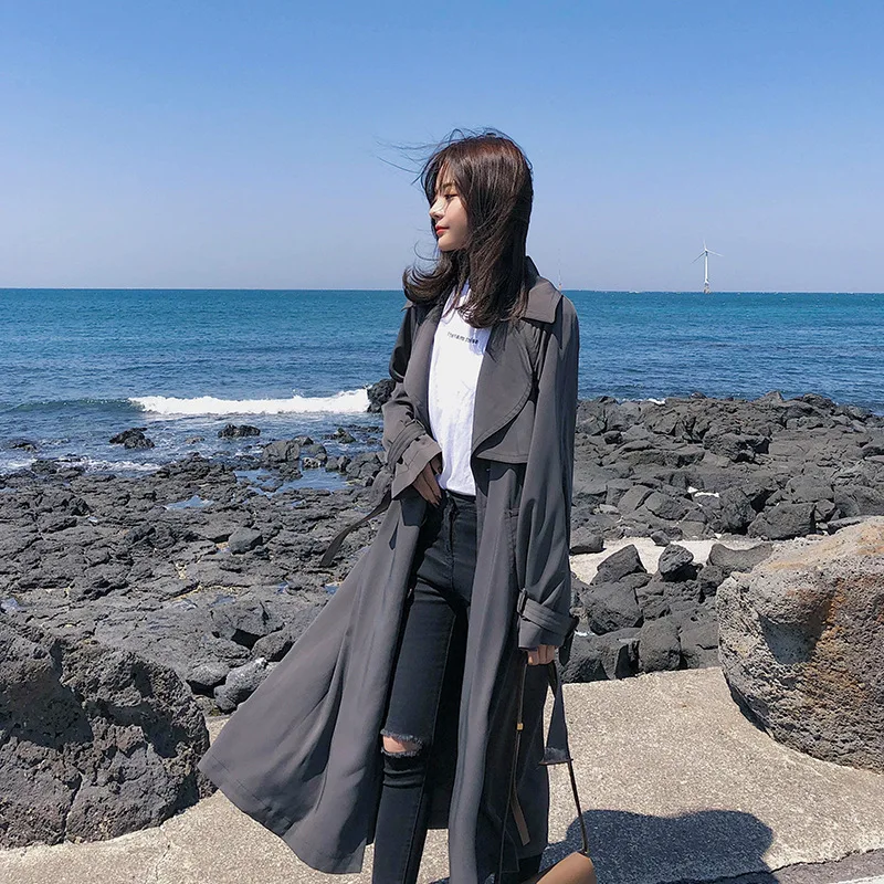 

Hepburn windbreaker mid-length 2020 Korean fashion drape feeling loose and comfortable temperament women's coat all-match