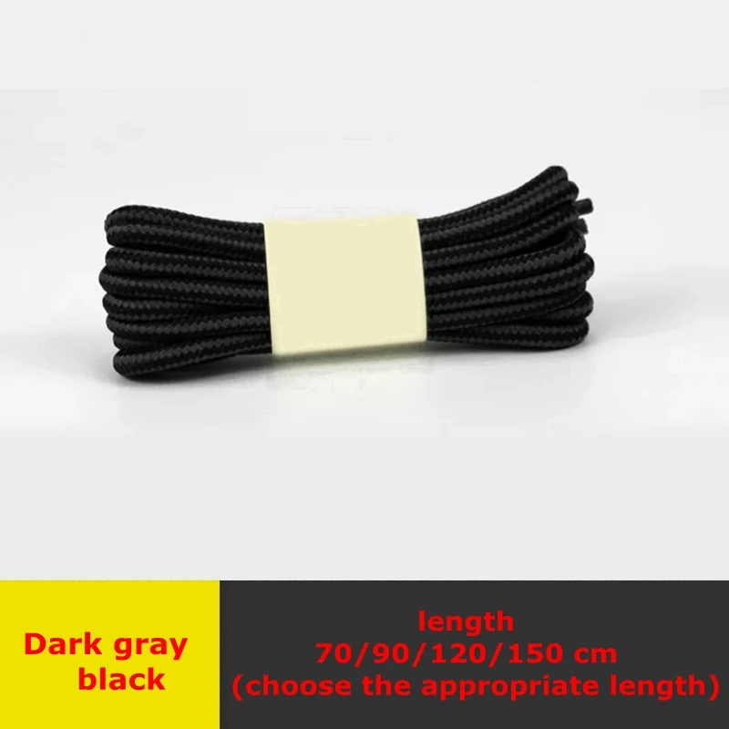 Dark gray black 1 пара обуви martin круглые шнурки для ботинок полосатые двухцветные модные шнурки для прогулок и отдыха спортивная обувь с кружевом 18 цветов - Цвет: Dark gray black