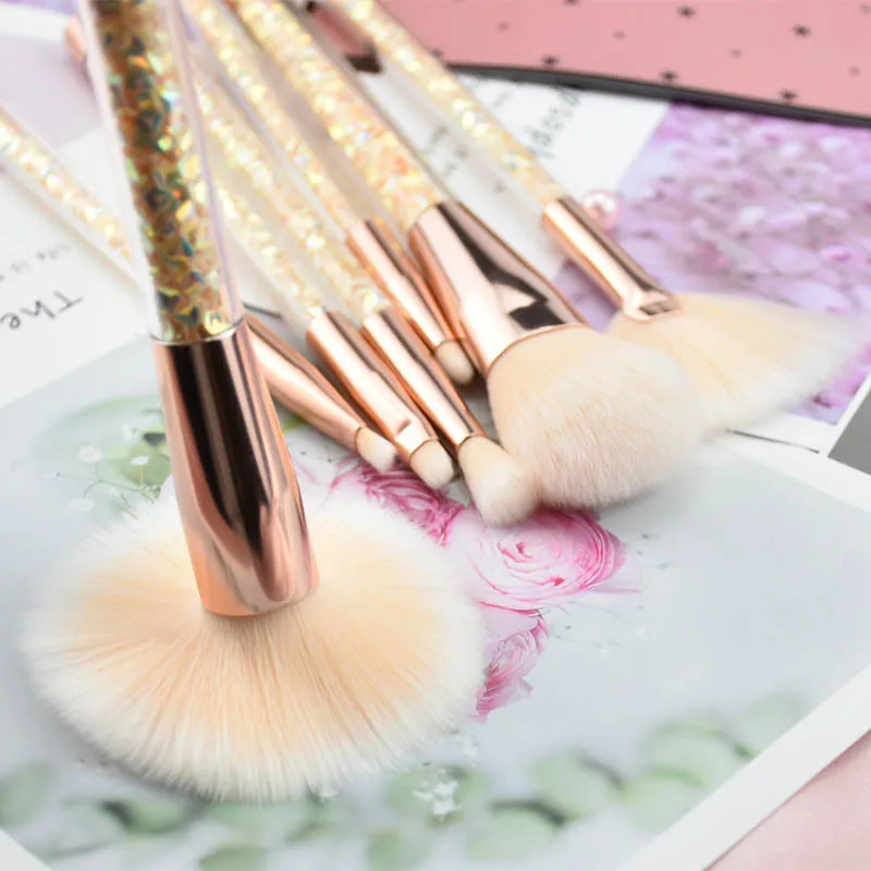 Горячие Продажа Новые 7 прозрачный кристалл ручка Наборы косметических кистей