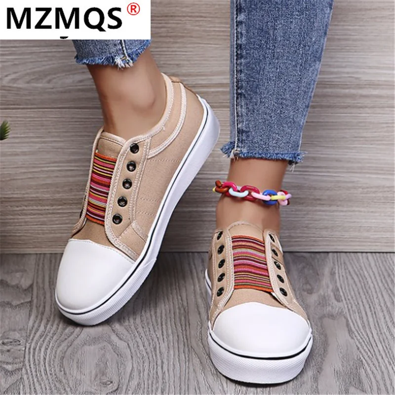

2021 Spring Women's Flats Low-cut Trainers Canvas Flat Shoes Women Casual Comfortable Vulcanize Shoes New Women Sneakers Ladies