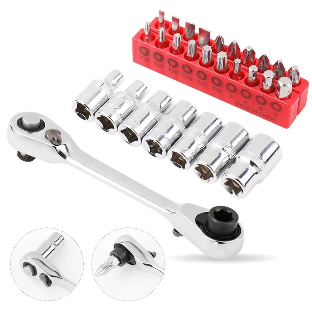 ANENG Mini 1/4 дюйма двухсторонний быстроразъемный Трещоточный инструмент для