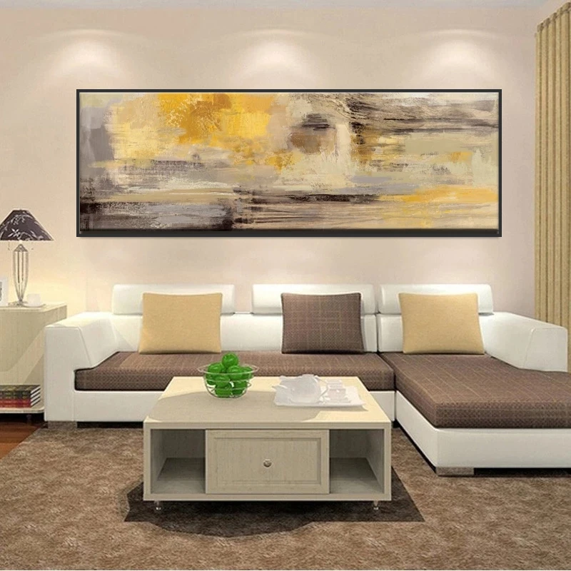 Абстрактная Золотая желтая картина маслом на холсте плакаты и печать