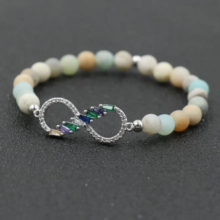 Модный Блестящий браслет с кристаллами циркония AAA 8 Бесконечность для женщин