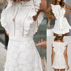 Сексуальное Белое Кружевное облегающее платье, однотонное мини-платье без рукавов с круглым вырезом, новое летнее кружевное короткое мини-платье, Einfarbig kleid