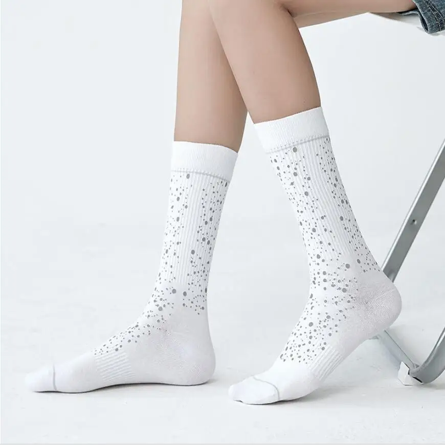 Summer Cool Glitter Socks Reflected Crew Sock Women Men Bright Shining Print Sport Socks Dots Printed Reflective Ankle Socks