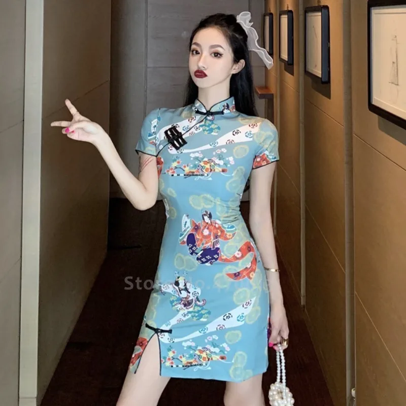 Женское винтажное элегантное платье в китайском стиле Hanfu традиционное Ципао с