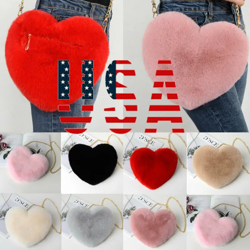 2020 плюшевая женская сумка через плечо на цепочке в форме сердца подарок день