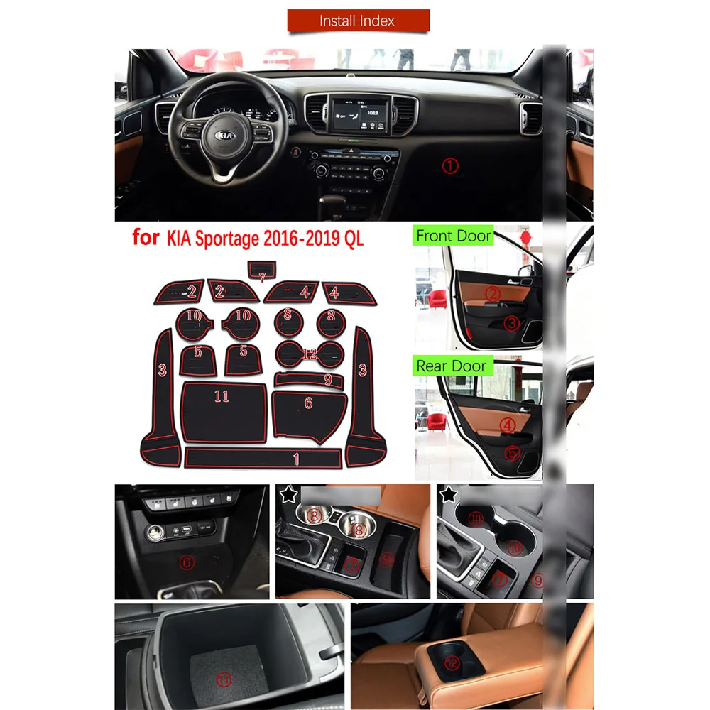 Коврик Противоскользящий резиновый для KIA Sportage QL KX5 2016 2017 2018 2019 | Автомобили и
