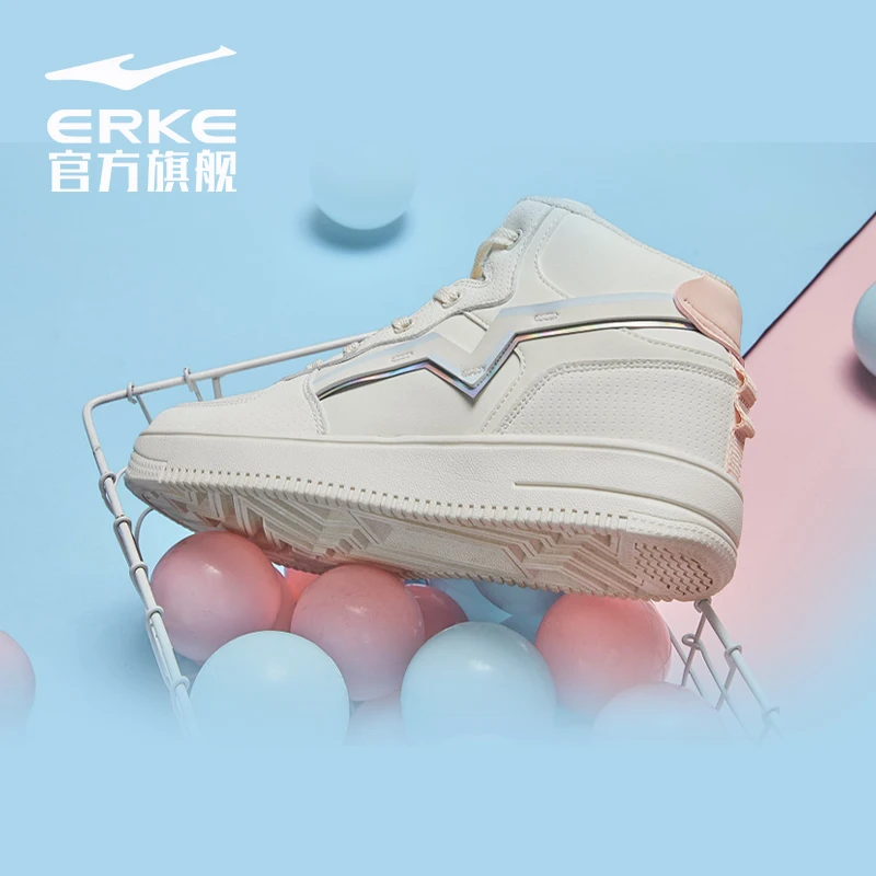 

Кроссовки Erke женские высокие, Повседневная дышащая обувь для скейтборда, белые, лето 2021