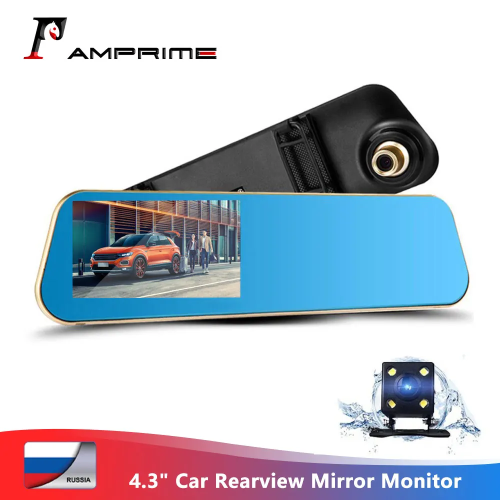 Автомобильный видеорегистратор AMPrime зеркало заднего вида с двумя объективами 4 3