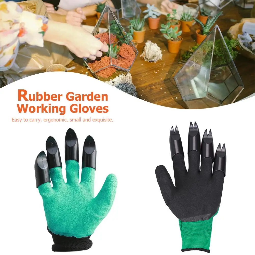 

4pcs Hand Claw ABS Plastic Garden Rubber Gloves Gardening Digging Planting Durable Waterproof Work Glove Outdoor Gadgets tools