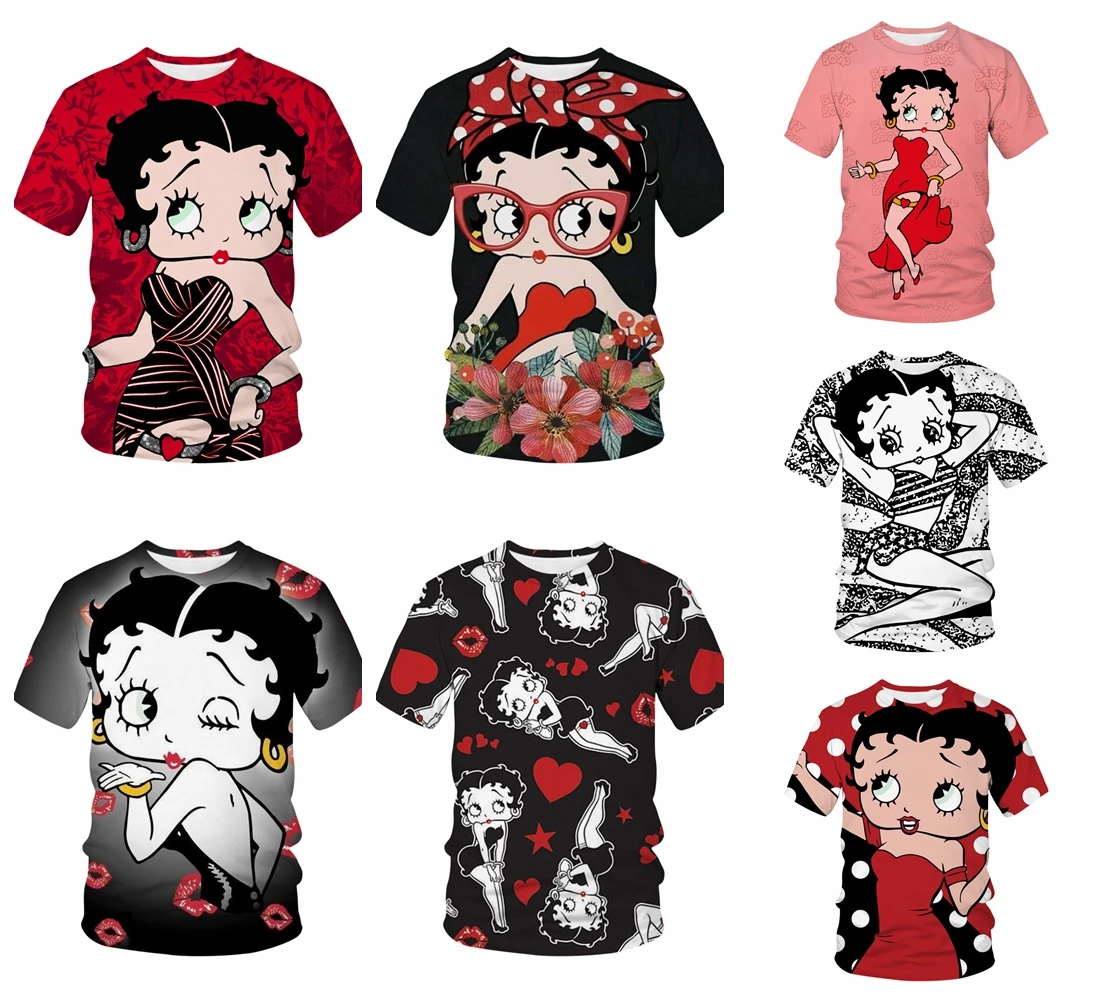 

Kaseetop Cartoon Girl T-Shirt Betty Boop-S Cute 3D Printed Streetwear Fashion Oversized Ladies Hip Hop Sports Short Sleeve T195