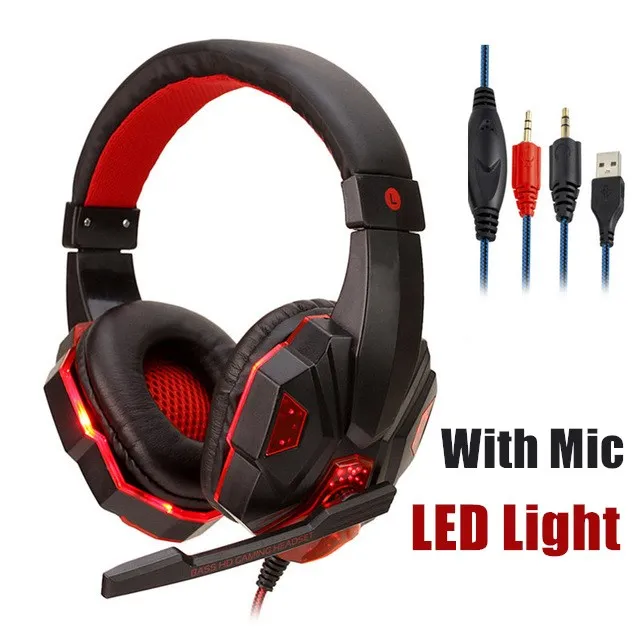 

Game Headphones Gaming Headsets Bass Stereo Over-Head Earphone With Microphone LED Light Wired Headset For Computer PS4 Xbox