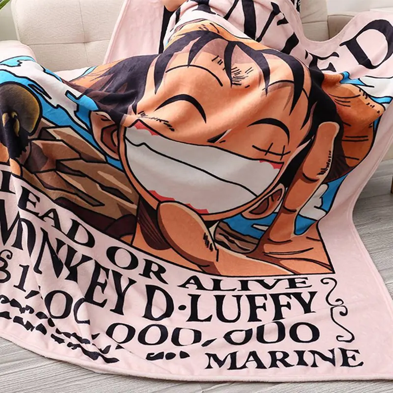 

3D Design Blanket Flannel Fleece Blanket Anime One Piece Printed Sofa Warm Bed Throw Blanket Soft Blanket Portable Kids Blanket