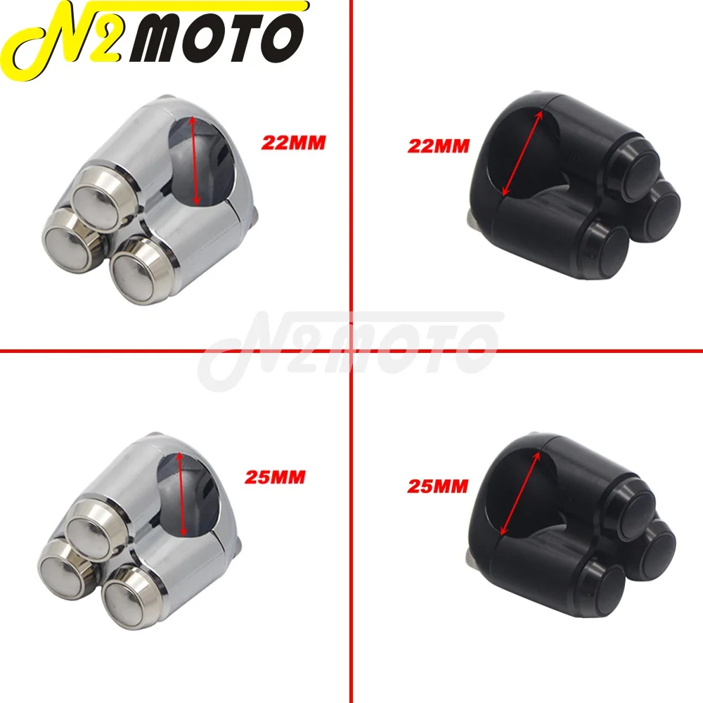 Для Harley Cafe Racer 2x 22/25 мм руль тройной переключатель 3-кнопочный M-Переключатель Блок