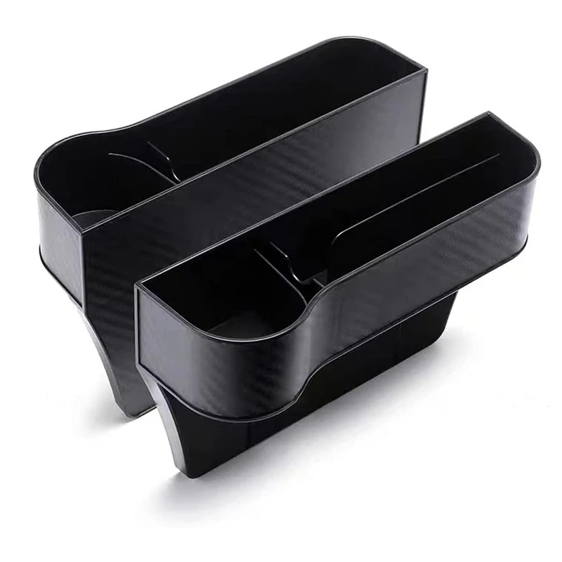 

Car Seat Space Filler Organizer Storage Box Side Pocket with Cup Holder Carbon Fiber Storage Bag, 2PCS