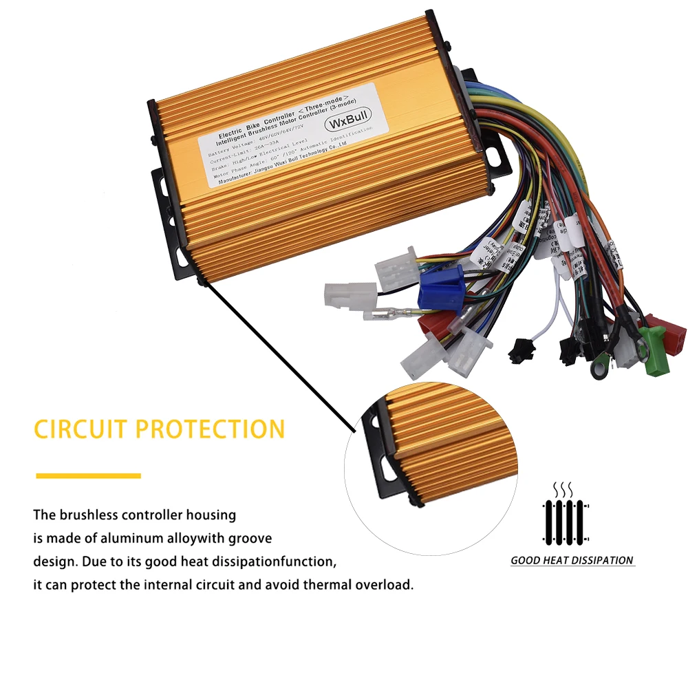 Универсальный Электрический контроллер бесщеточный 48 В 60 в 64 72 3 режимный