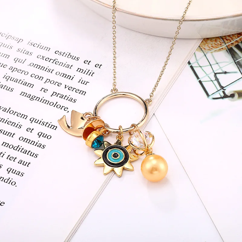 

Juorest Sweet Flower Long Necklace for Women Casual Heart Lock Hoop Chain Necklace Fashion Spring Summer Jewelry Gold Necklace