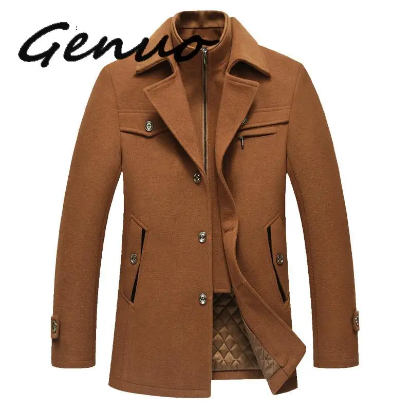 Genuo Новая Мужская Зимняя шерстяная одежда пальто для мужчин солнцезащитные очки
