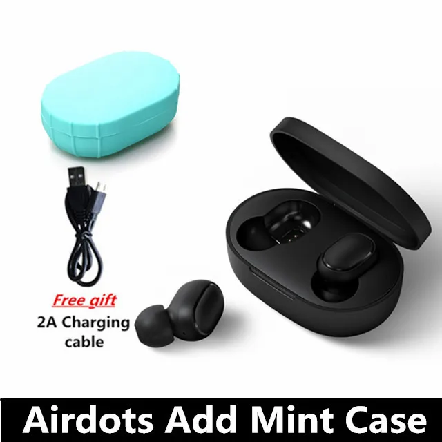 add Mint cable Оригинальные беспроводные наушники Xiaomi Redmi Airdots True, голосовое управление, Bluetooth 5,0, шумоподавление, управление краном, зарядная коробка, вкладыши - Цвет: add Mint cable