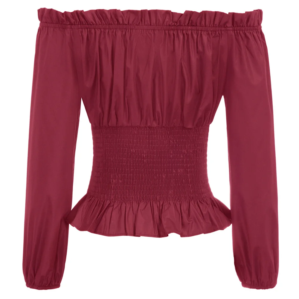 2019 Ретро Винтажные Топы женские Готический Ренессанс с открытыми плечами