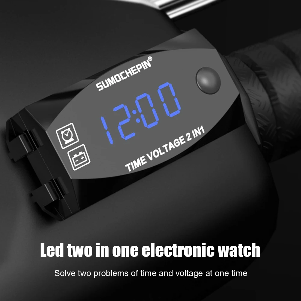 12V 3 in 1 Digital LED Display Meters Voltmeter Clock Thermometer Indicator Gauge Panel Meter For Car Motorcycle | Спорт и