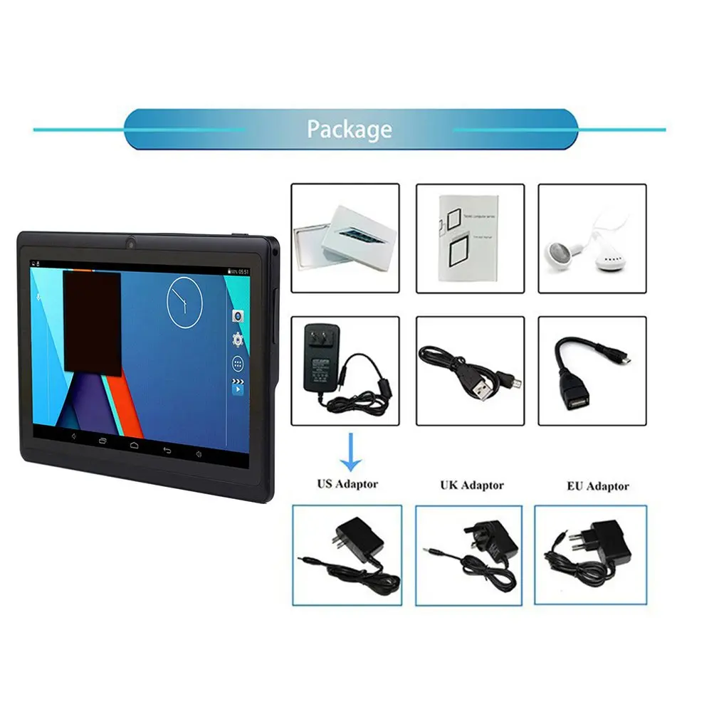 portable size tablet 7 inch tablet for allwinner a33 tablet pc 512mb 4gb for 4 4 quad core q88 kids pad free global shipping