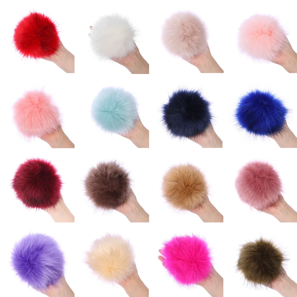 

15cm Fashion Women Big Pom Fur Pompom Knitted Hat Imitation Skullie