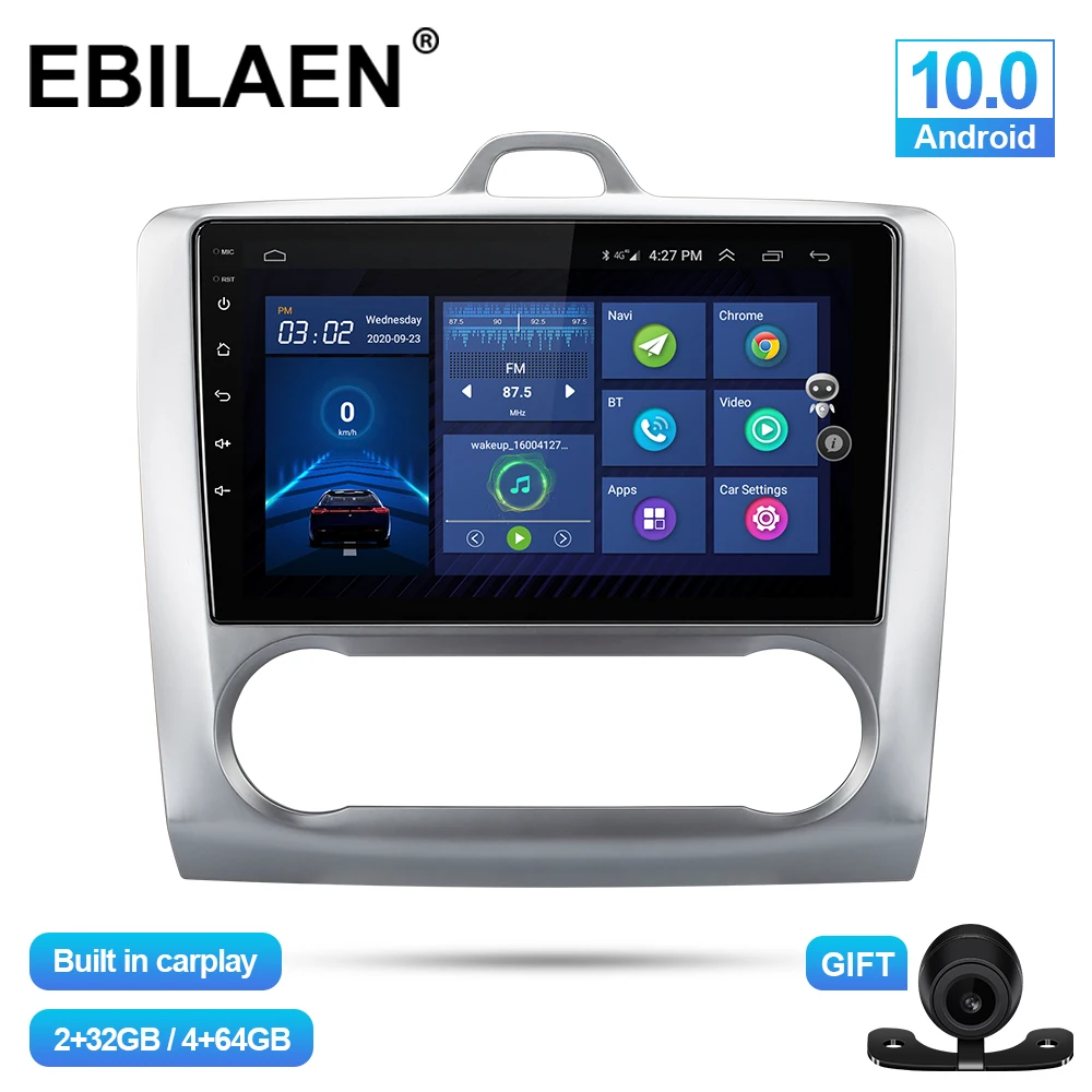 EBILAEN Car Multimedia Player For Ford Focus 2 Mk2 2004-2011 Hatchback Android 10.0 Autoradio Navigation GPS Stereo Radio Camera