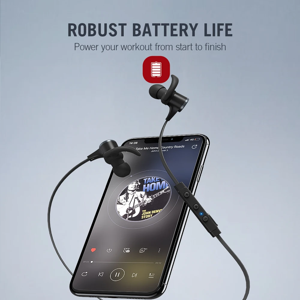TaoTronics TT-BH07 Bluetooth Подвесные шейные спортивные наушники IPX5 Беспроводная стерео