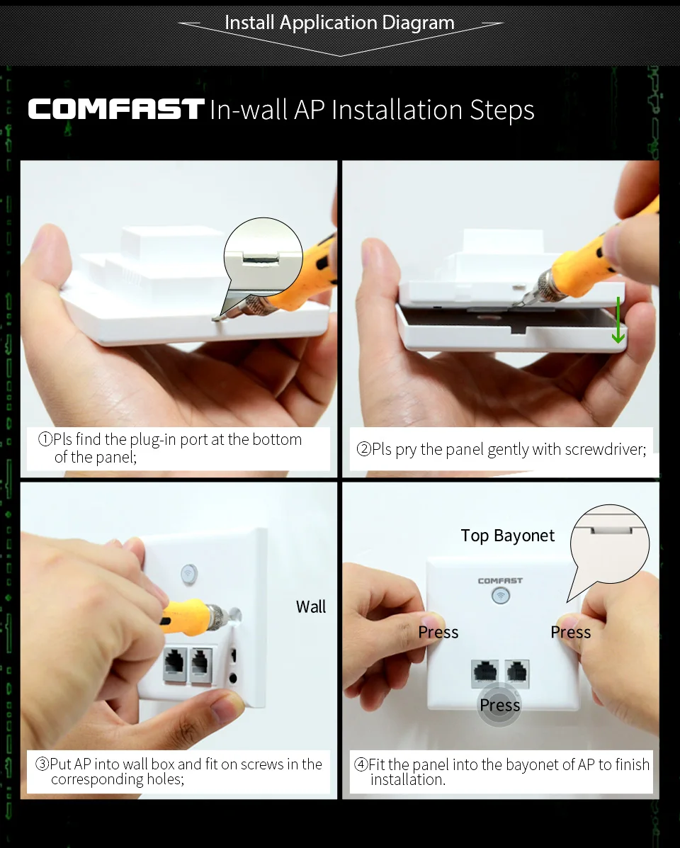 COMFAST Wi Fi в стену AP 750 м Dual Band Крытый 86 Панель 48V Poe точка доступа беспроводной маршрутизатор розетки CF E537AC|Точки