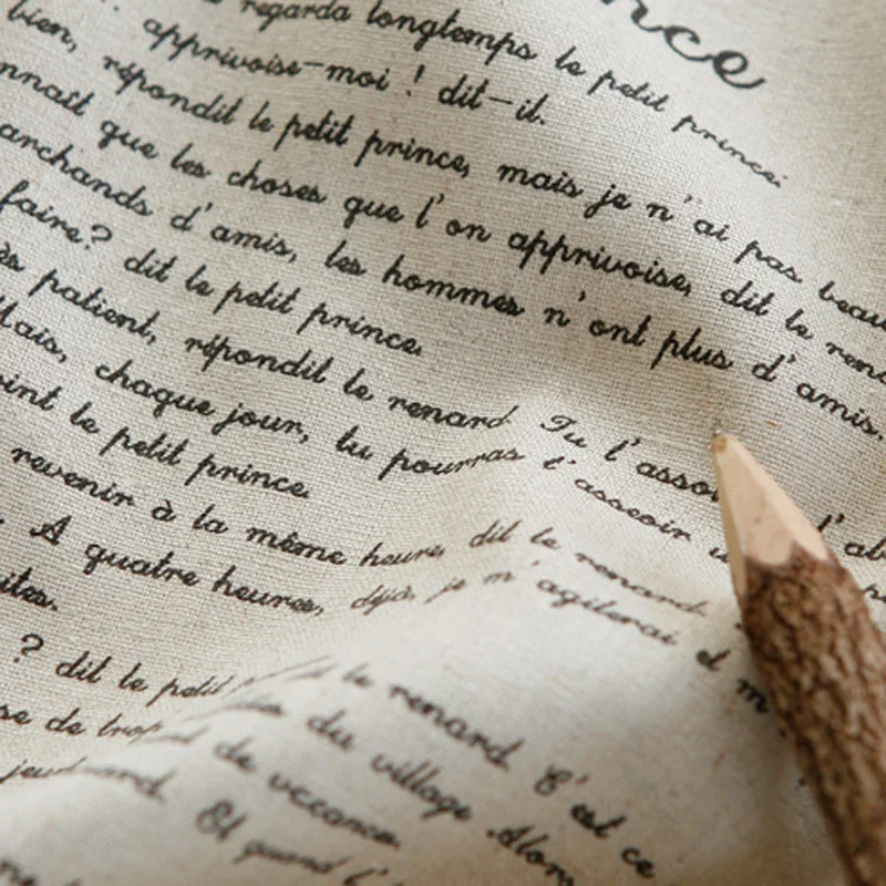 Льняная ткань с английским алфавитом кофейная текстовым принтом аксессуары