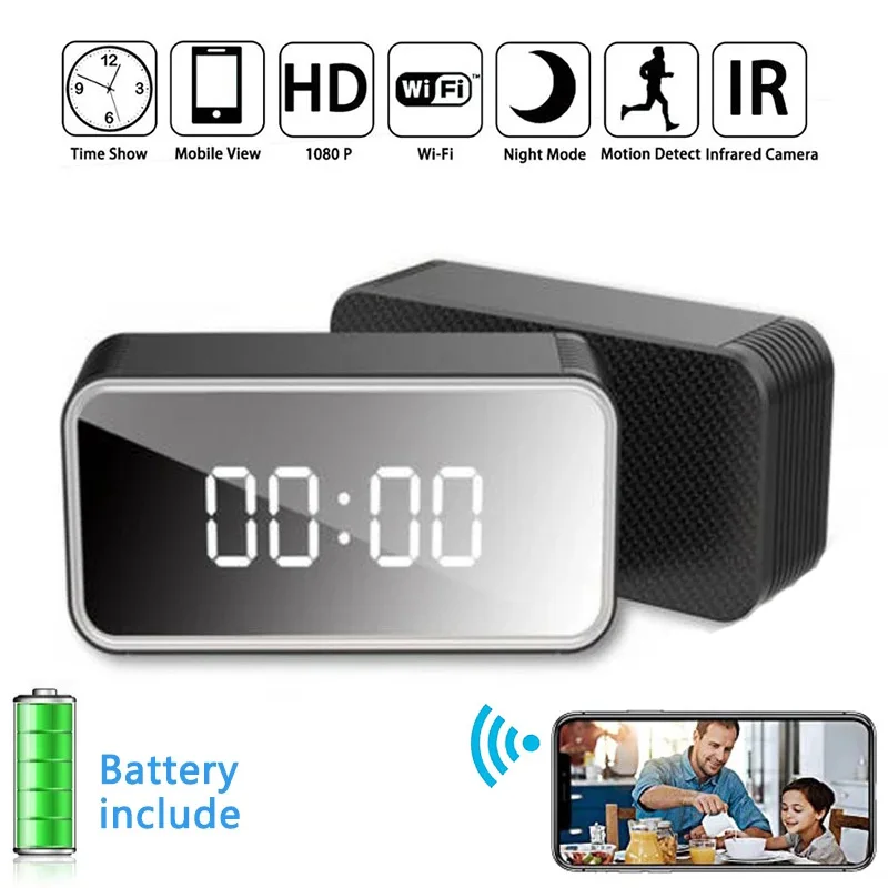 

HD Clock WiFi Camera Mini IP Home Security Camcorder P2P Night Vision Alarm Motion Remote CCTV Camcorders
