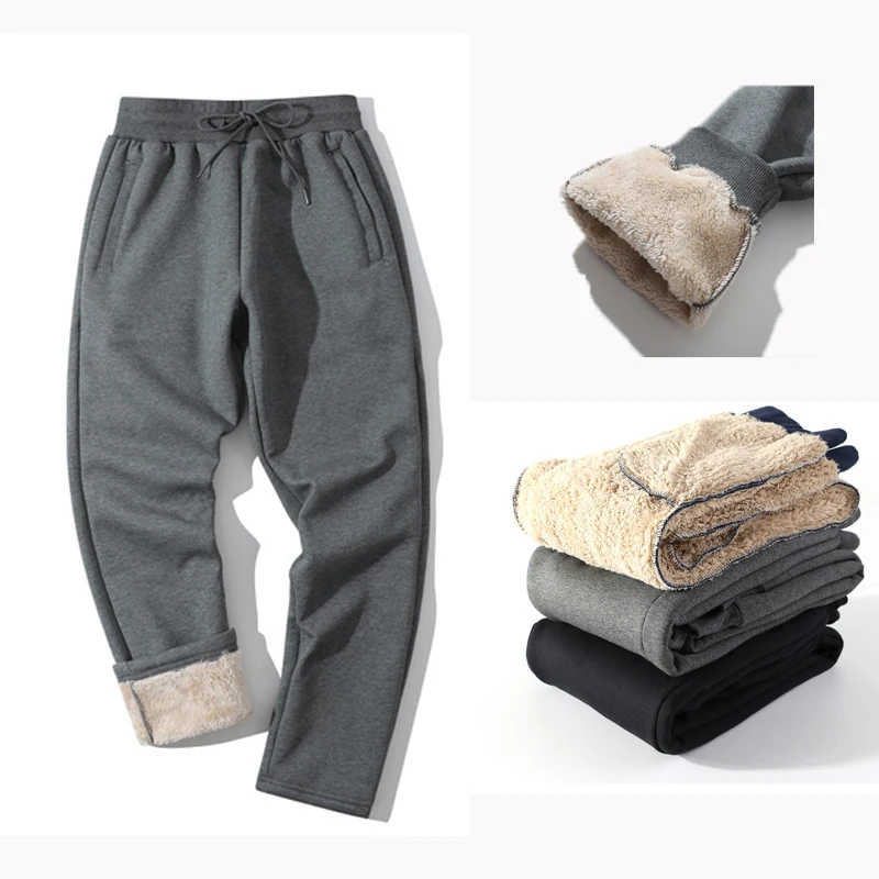 

2021 Autumn Winter Student's Pants Cashmere Sweatpants Men's Sweatpants Elastic High-quality Materials Plus Velvet Warm Trousers