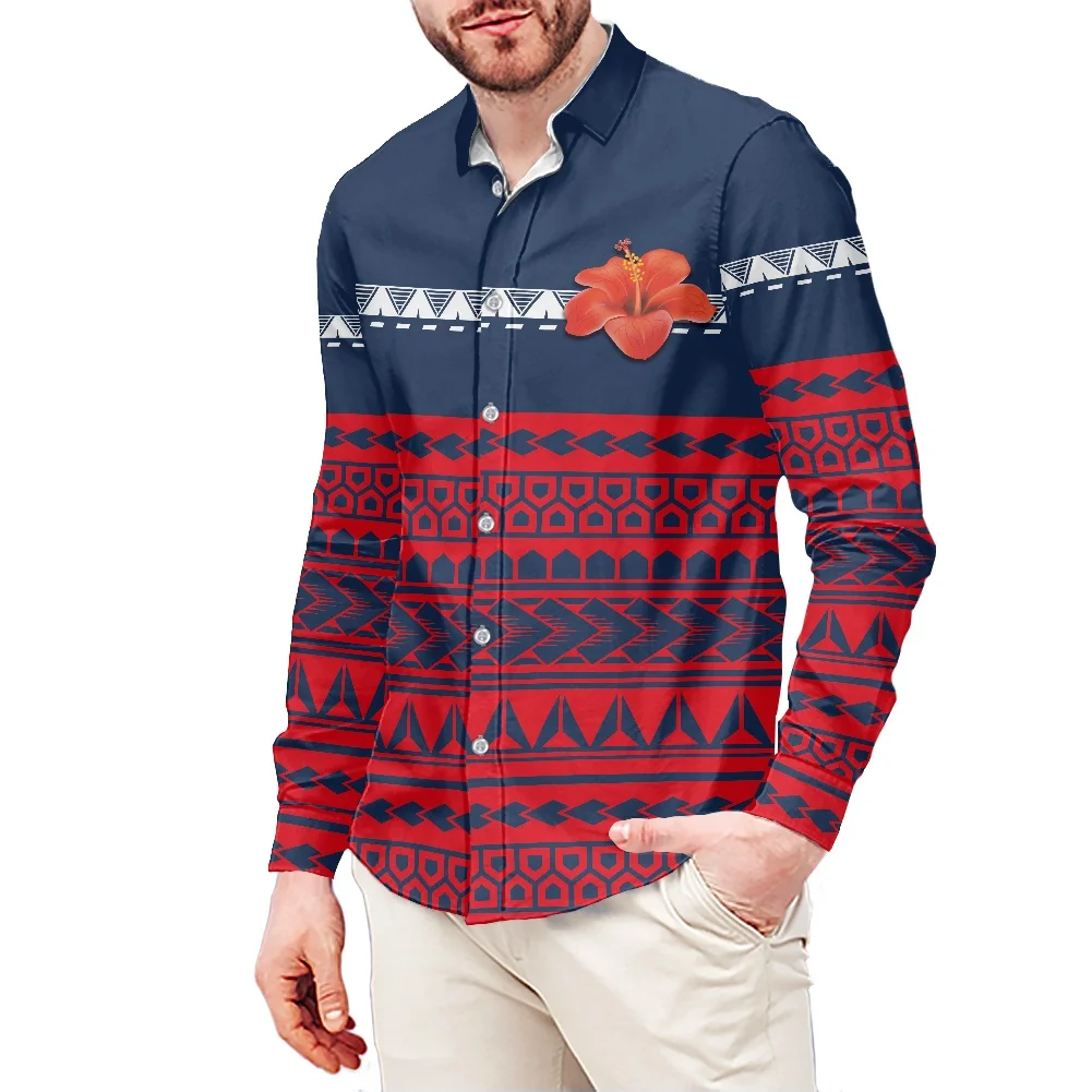 

Полинезийские этнические бриллиантовые рубашки с длинным рукавом, художественный винтажный принт с татуировками, Мужская Роскошная Повсе...
