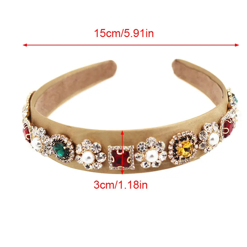 Vintage Wide Hair Bands Pearl Headband Baroque Diamond Rhinestone Hairband Handmade Wedding Ladies Elegant Accessories | Дом и сад