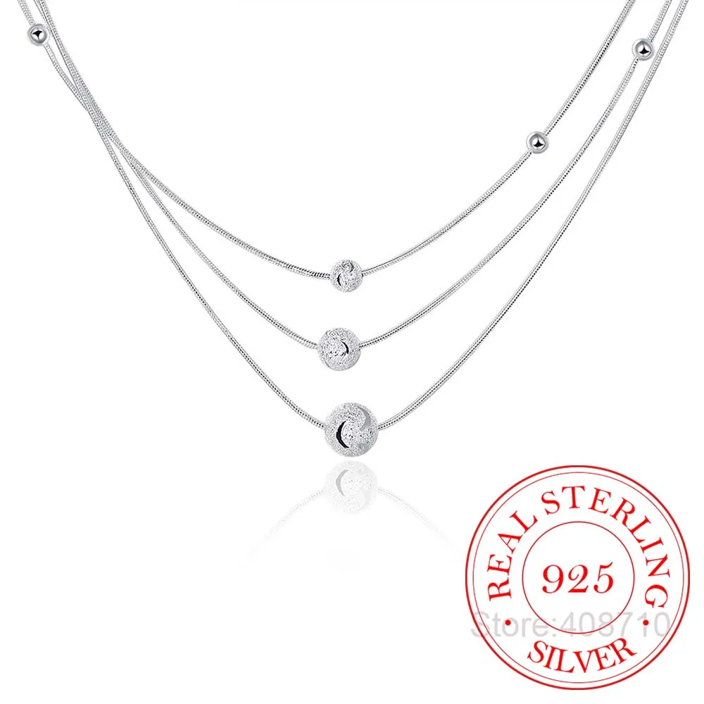 Цепочка из серебра 925 пробы с трехслойной подвеской и бусинами|pendant whistle|pendant