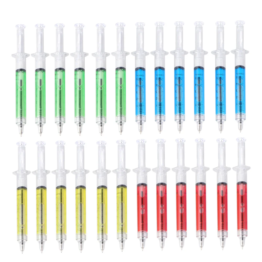 

12pcs Needle Tube Writing Point Syringe Flowing Liquid Black Ink Ballpoint Pen Stationery Office Supplies(4-color Mixed)