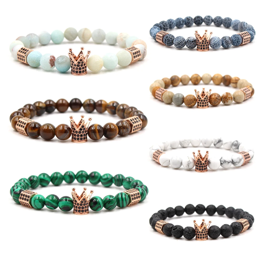 Популярные модели браслетов из натурального камня с микро цирконием для женщин и