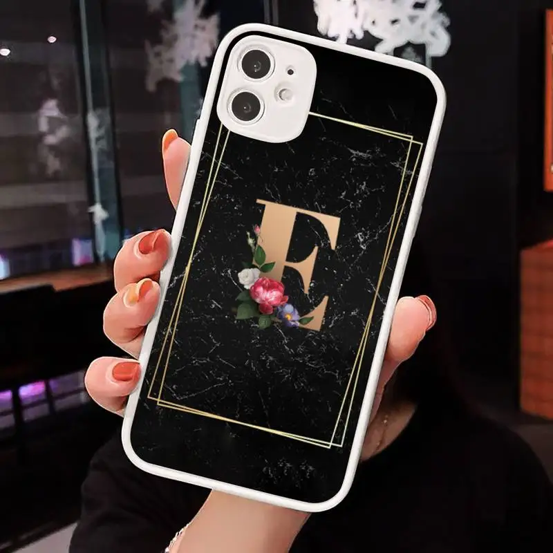 

Fashion Tides 26 Letter A-Z Phone Case Matte transparent For White iPhone 12 Mini 11 Pro XR XS Max 7 8 Plus X Back Cover