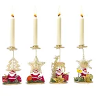 Рождественский Санта-Клаус, снежинка, звезда, искусственное украшение для свечи, подарок, Настольный подсвечник для рождественского стола, золотое украшение