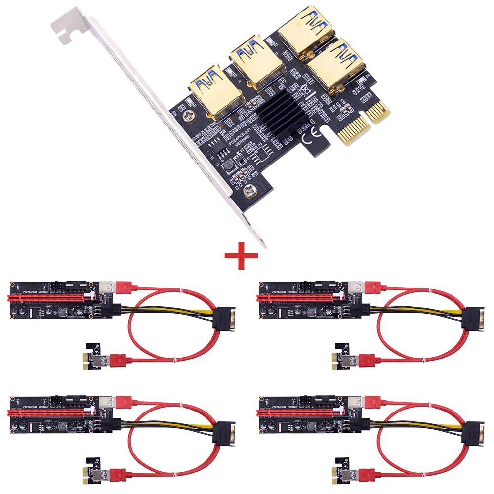 CHIPAL PCI-E 1 поворот 4 USB 3 0 адаптер PCI-Express слот 1x To16x удлинитель VER009S / 009S Plus переходник