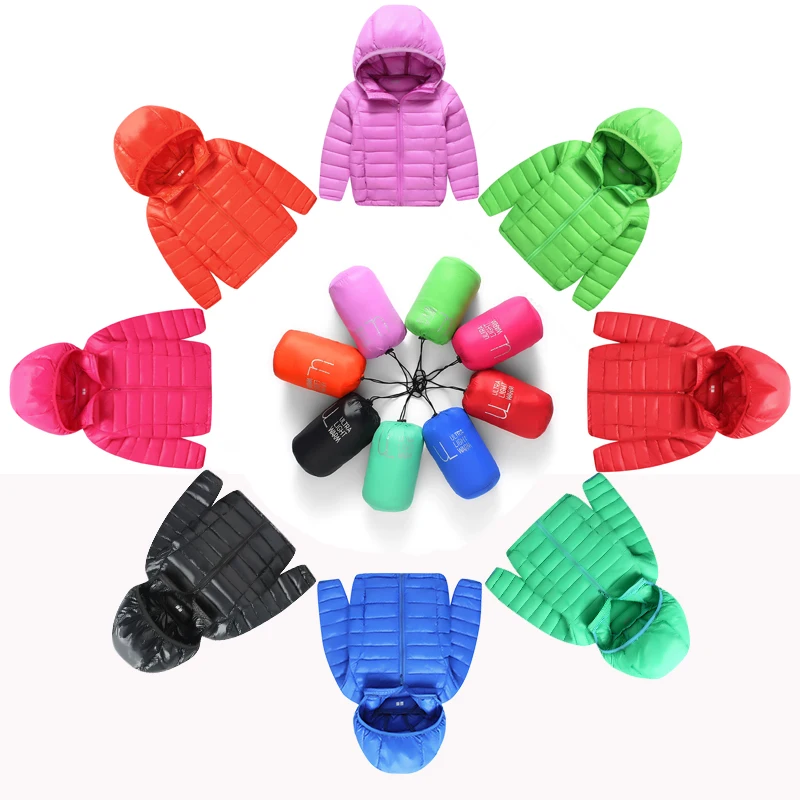 Детская парка для мальчиков и девочек Детский пуховик с капюшоном 90% утиного пуха