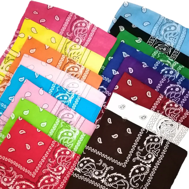 

55*55cm Fashion Black Scarf 100% Cotton Hip-Hop Paisley Square Scarf Punk DIY Wrap Band Head Hair High Quality Scarf